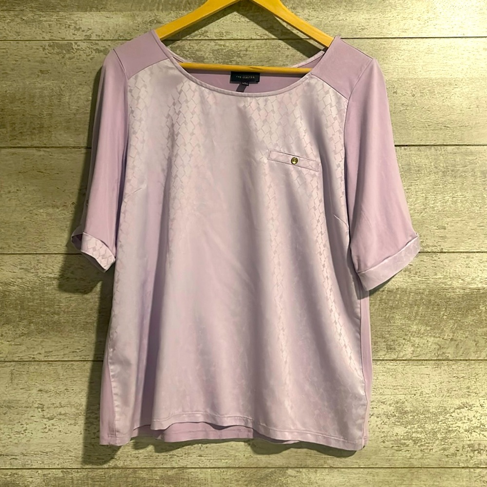 LN The Limited Lilac Dress T-shirt Geometric Pattern sz Large